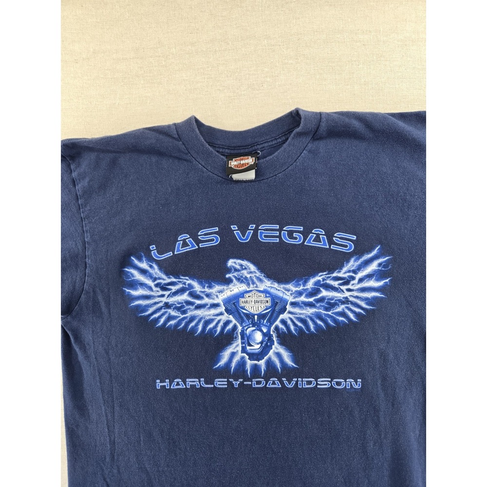 Vtg Harley Davidson T-shirt Lightning Eagle Motorcycle Mens S-M Las Vegas 90s
